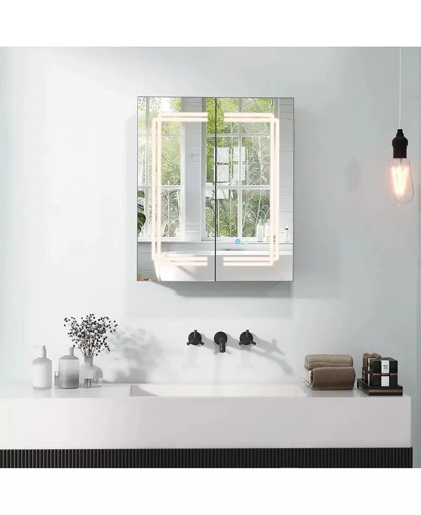 Gymax 23.5 x 27.5 Inch Bathroom Medicine Cabinet w/ Mirror LED Lighted Mirror Cabinet 6