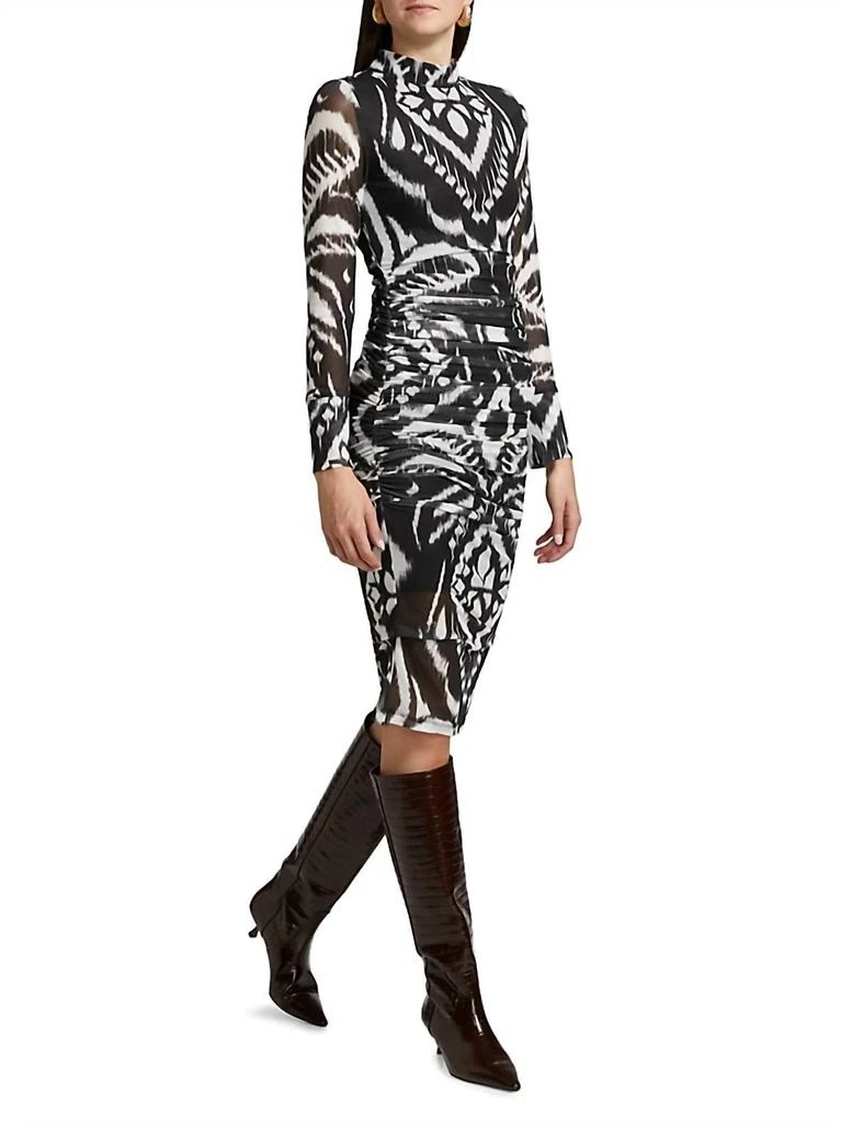 Farm Rio Pineapple Ikat Tulle Midi Dress In Black 2