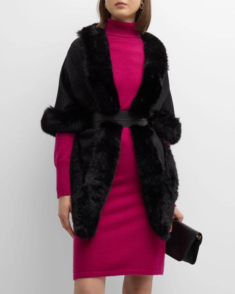 Sofia Cashmere Cashmere Faux Fur Trimmed Diamond Wrap 4