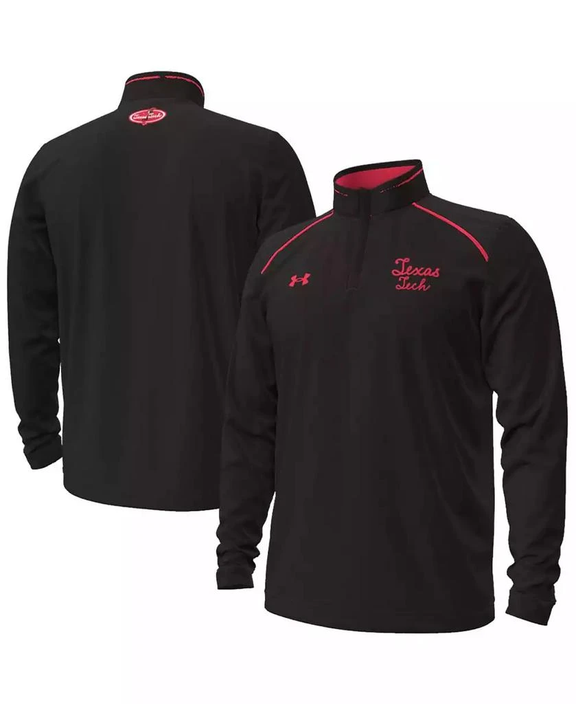 Under Armour Men's Black Texas Tech Red Raiders Throwback Cursive Quarter-Zip Pullover Sweatshirt 1