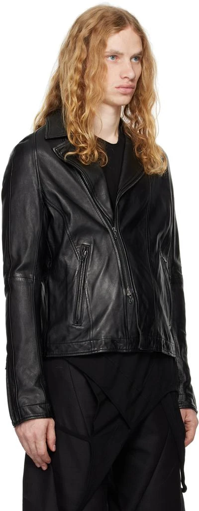 Julius Black Grained Leather Jacket 2