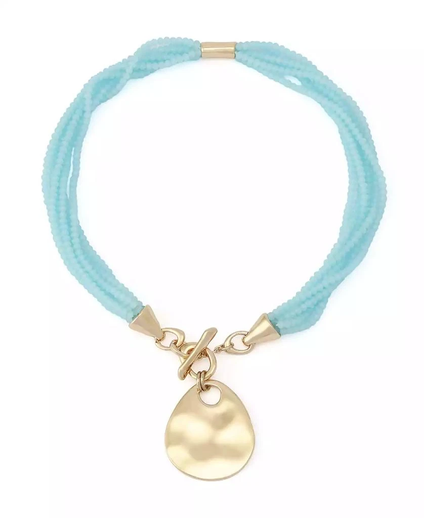 Robert Lee Morris Faux Stone Disc Pendant Seed Bead Necklace