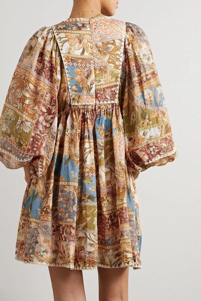 Zimmermann Chintz crochet-trimmed printed ramie mini dress 3