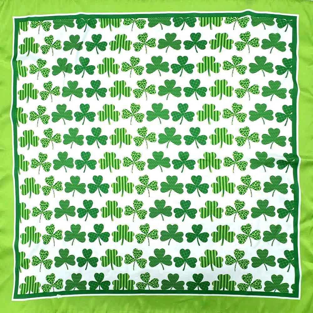 TRUEDAMES Shamrock Pattern Printed Square Silky Satin Bandana Scarf 2