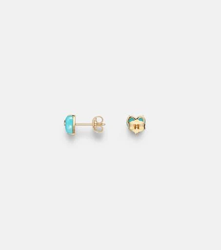 Sydney Evan 14kt gold (585/1000) stud earrings with diamonds and turquoises 4