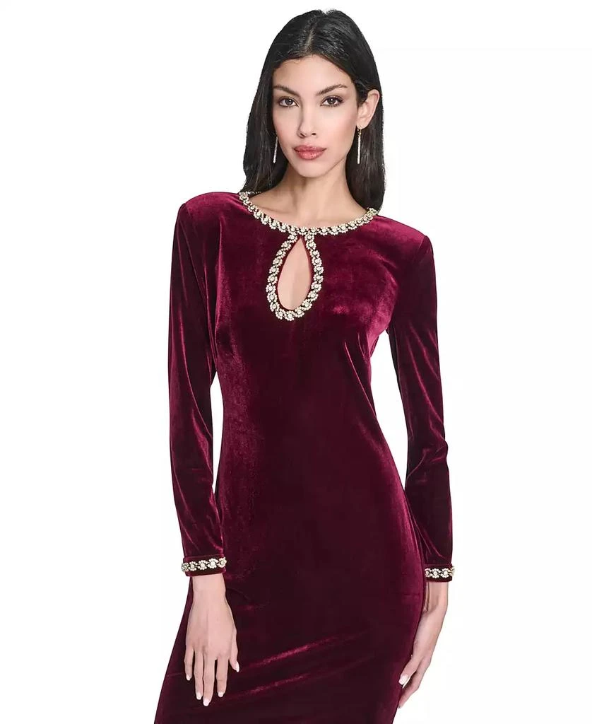 Vince Camuto Women's Beaded Cutout Long Sleeves Dress - Wine - Size 18