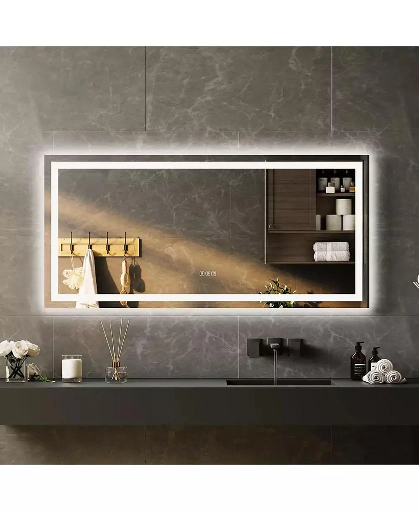 Homfan LED Bathroom Mirror with Lights, Front Lit + Backlit Vanity Mirror for Wall, Dimmable Lighted Bathroom Vanity Mirror, Anti-Fog, Memory Function