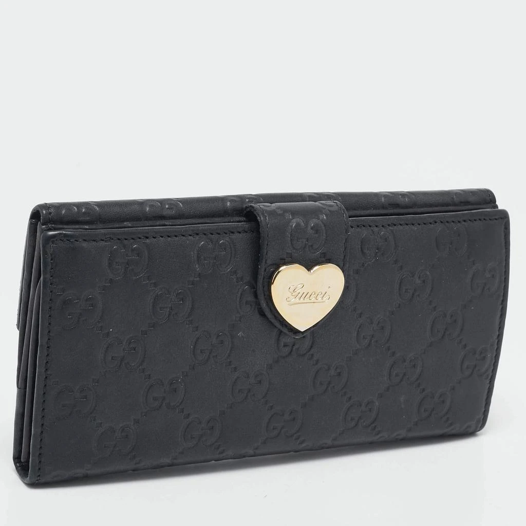 Gucci Gucci Black Guccissima Leather Heart Flap Continental Wallet 5