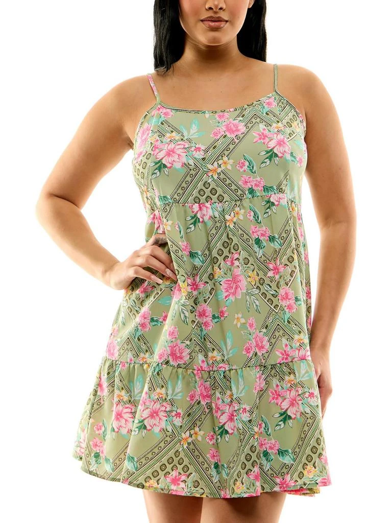 Planet Gold Juniors Womens Printed Polyester Babydoll Dress 1