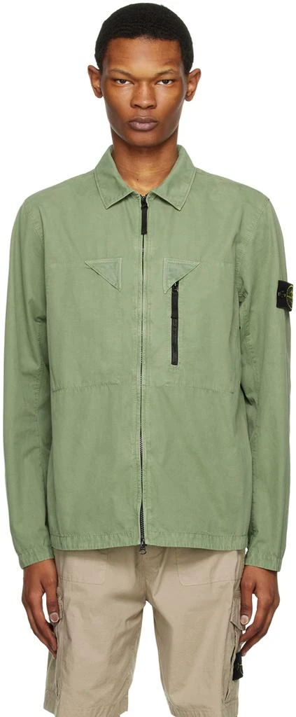 Stone Island Green Garment-Dyed Jacket 1