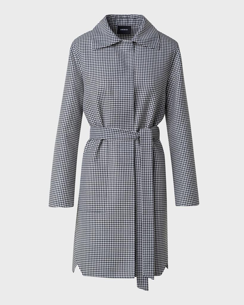Akris Vito Short Wool Belted Vichy Coat