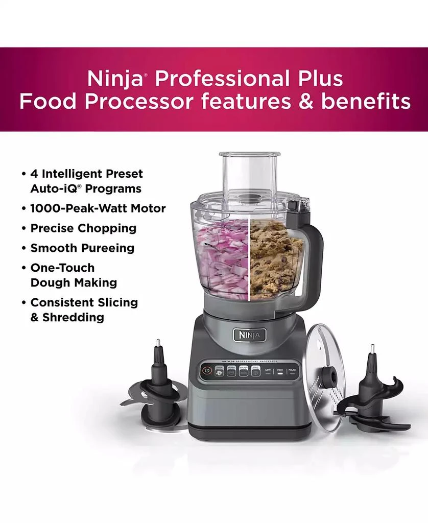 Ninja BN601 Professional Advanced Food Processor, 1000 Watts, 9-Cups, Auto-iQ Preset Programs 9