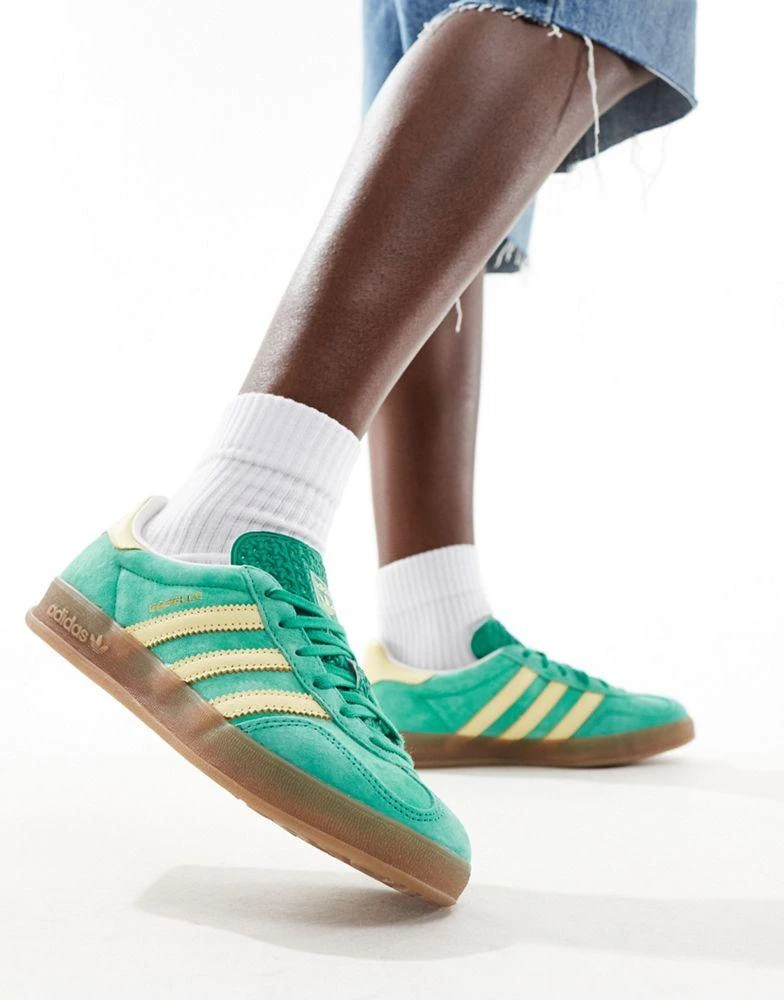 adidas Originals adidas Originals Gazelle Indoor trainers in green and yellow 1