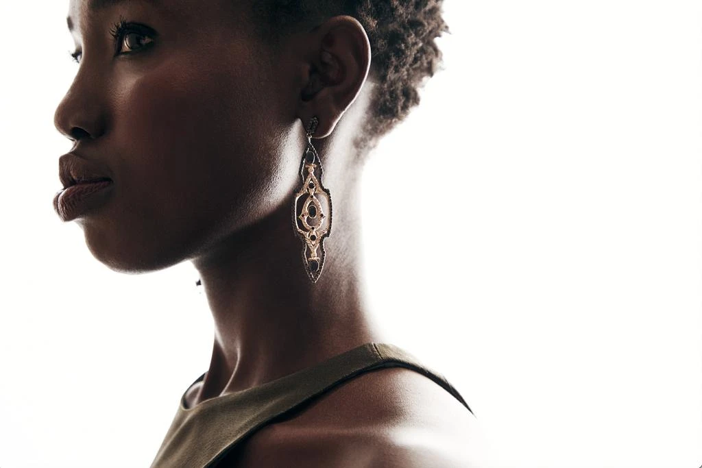 Armenta Armenta 14K Rose Gold 
Sterling Silver Diamond 
Sapphire Drop Earrings 21032 2