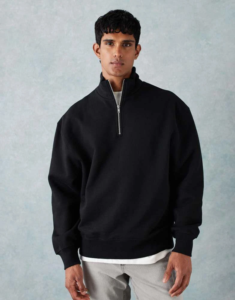 Shop ASOS DESIGN premium heavyweight oversized 1/4 zip 400gsm in