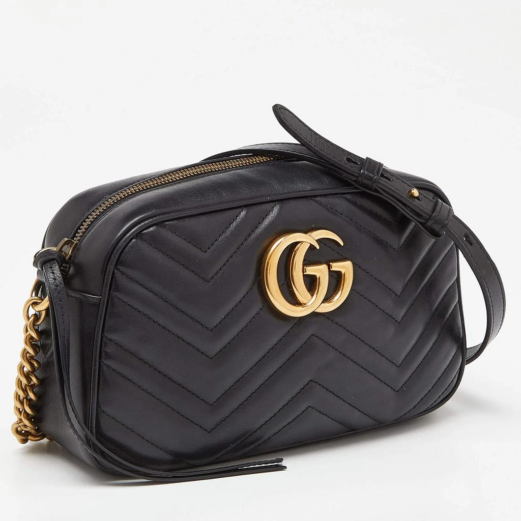 Gucci Gucci Black Matelassé Leather Small GG Marmont Camera Bag 3