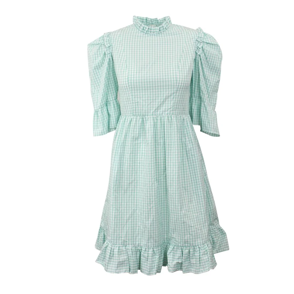 BATSHEVA Gingham  Spring Prarie Dress - Seafoam 1