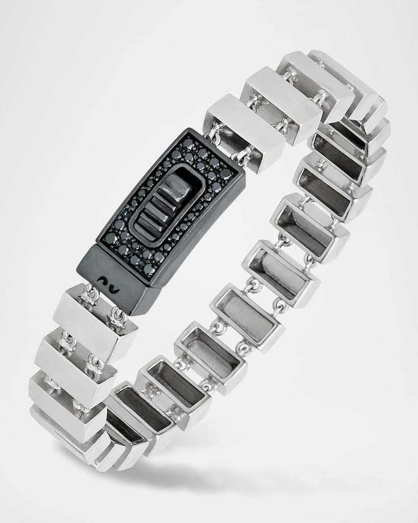 Marco Dal Maso Glaidator Thin Track Bracelet in High Polish Silver with Black Diamonds 1