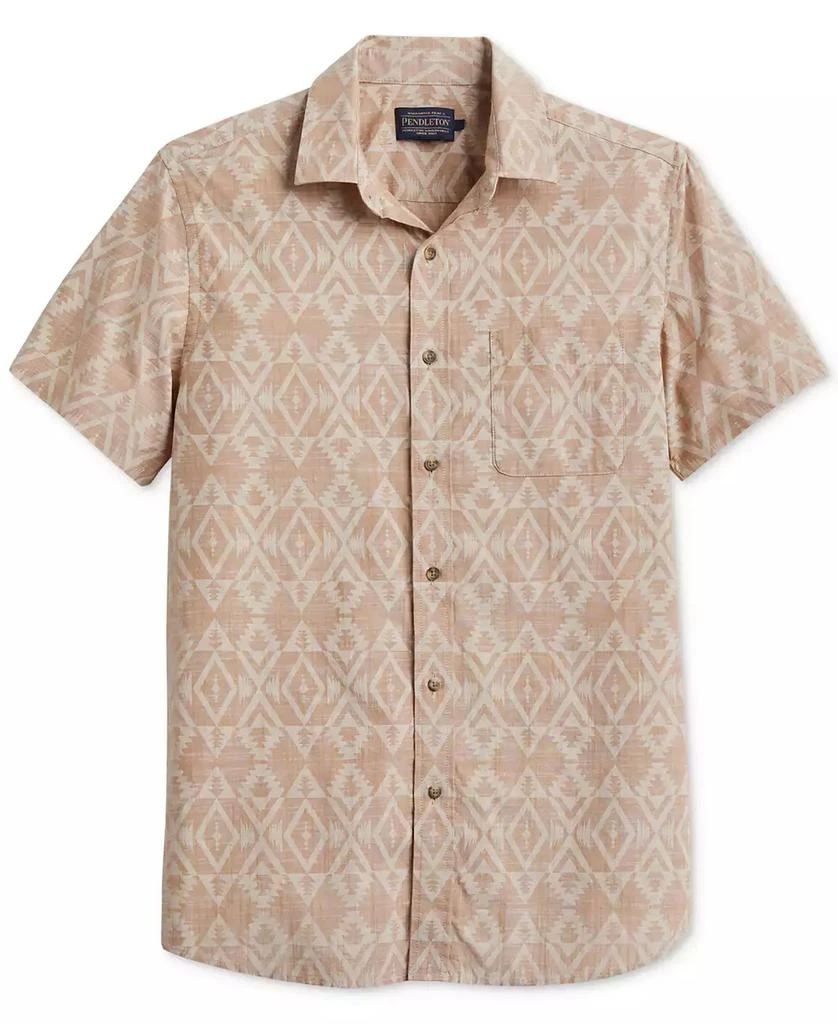 Pendleton Men's Deacon Chambray Tile Print Short Sleeve Button-Front Shirt 1