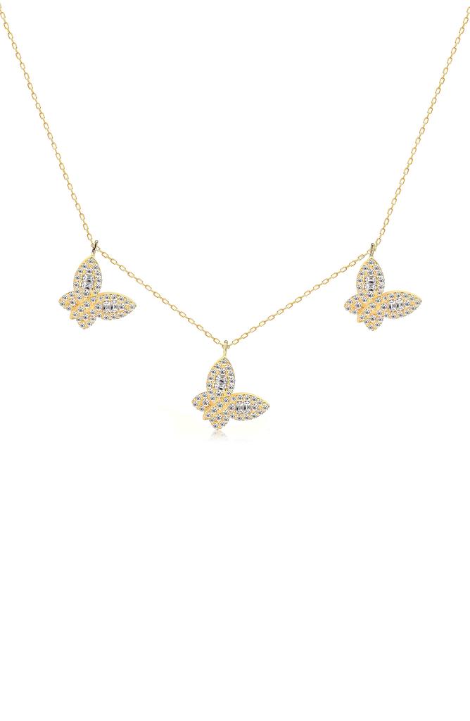 Gabi Rielle Garden Monarch 14K Gold Plated Sterling Silver CZ Butterfly Necklace