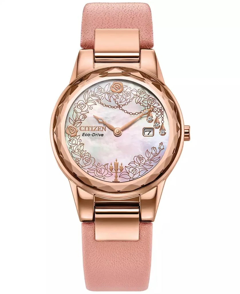 Citizen Eco-Drive Women's Disney Eternal Beauty Belle Pink Leather Strap Watch 30mm Box Set 1