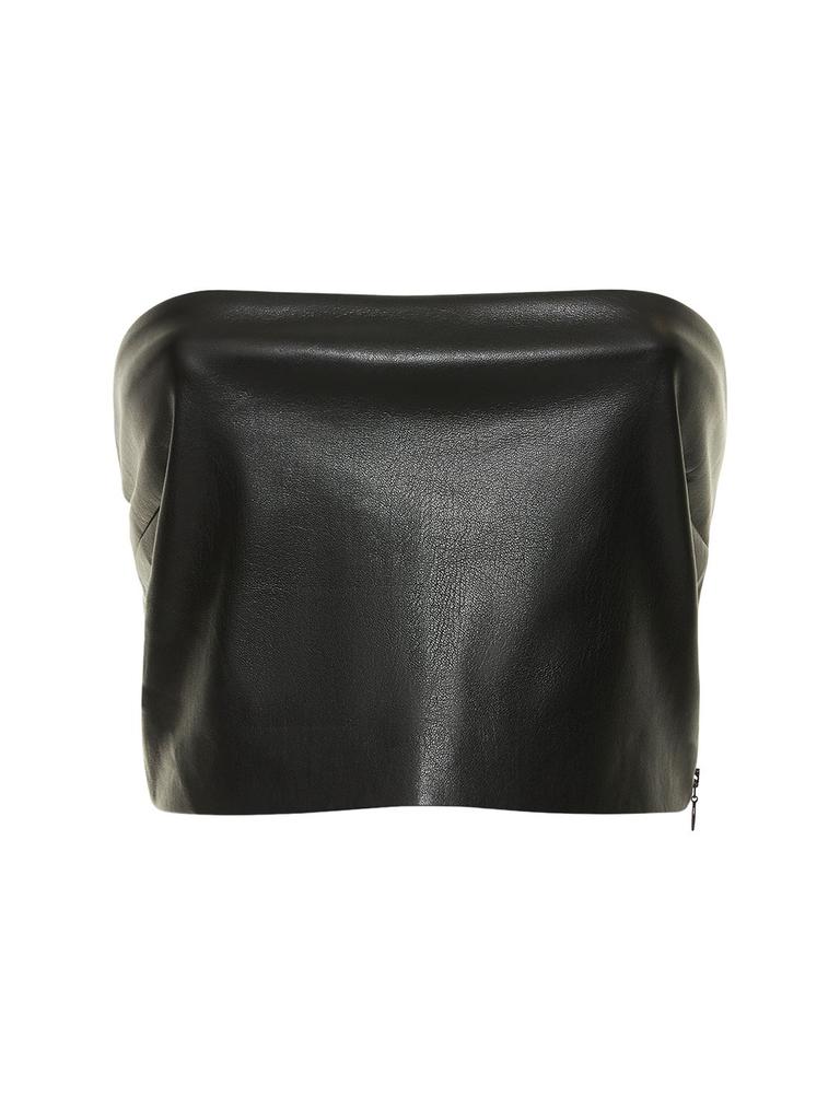 THE ANDAMANE Gwen Faux Leather Tube Top