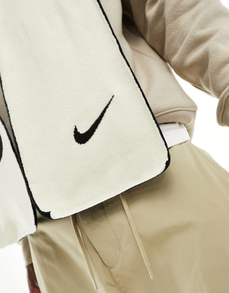 Nike Nike reversible swoosh scarf in black and off white