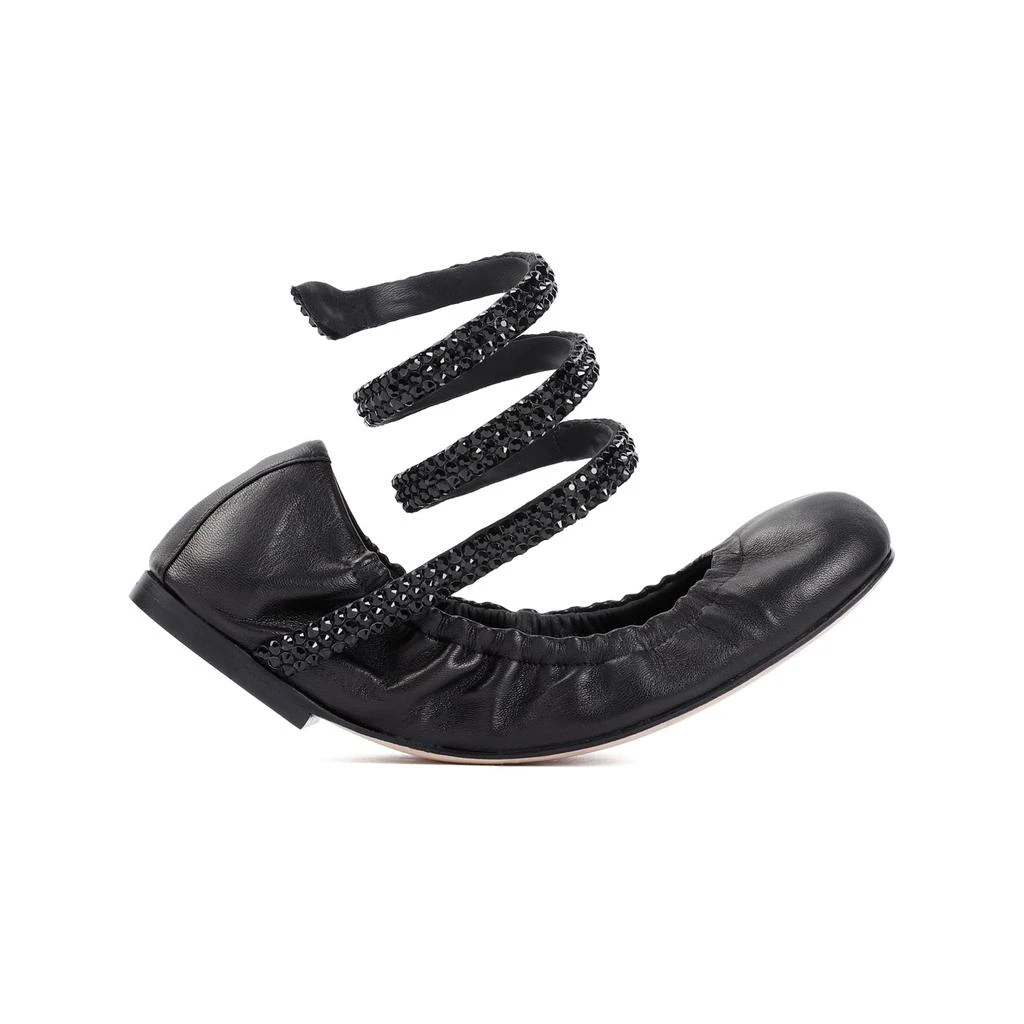 Rene Caovilla Black Lamb Leather Ballerinas 2