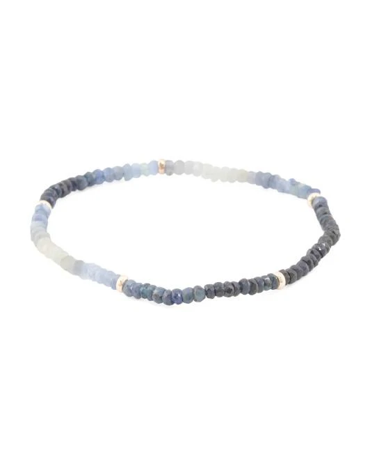 GEORG K Made In Usa 14kt Gold Shaded Sapphire Bead Bracelet