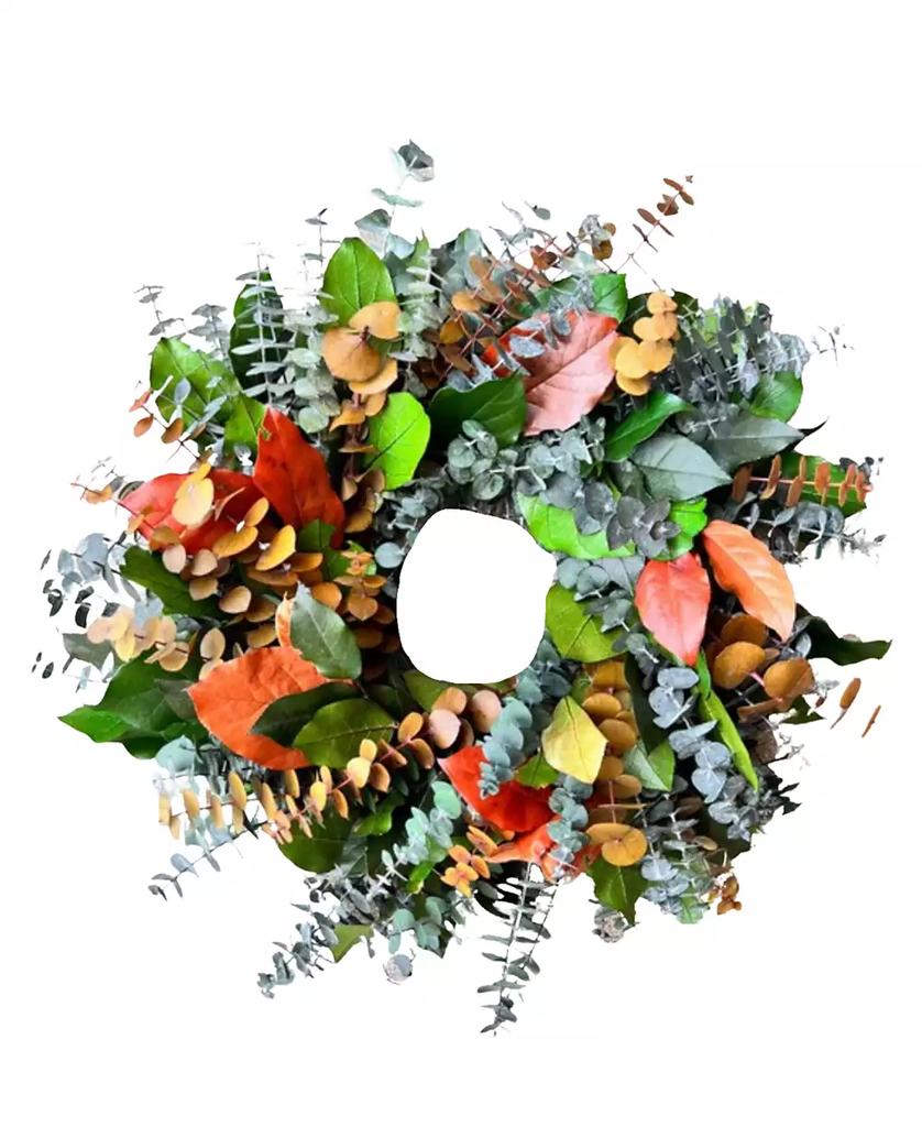 GreenishBlu Salal and Baby Blue Eucalyptus Real Preserved Wreath, 24"