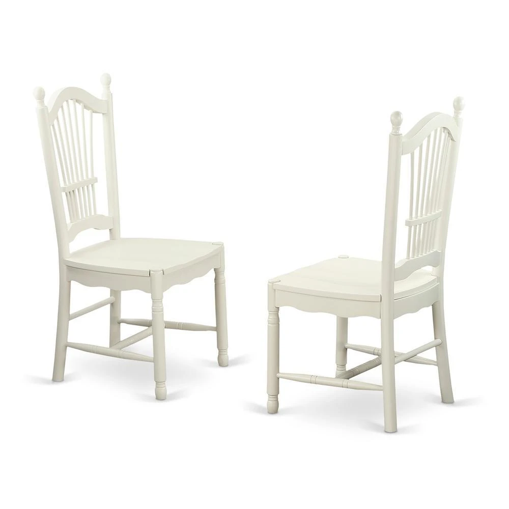 East West Furniture 5  Pc  small  Kitchen  Table  and  4  hard  wood  Dining  Chairs  in  Linen  White 4