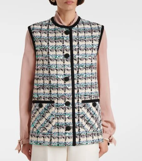 Valentino Mossi sequined cotton-blend tweed vest 6