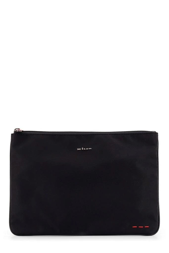 Kiton Kiton Logo Embroidered Stitched Clutch Bag 1