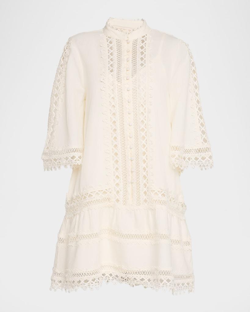 Mestiza New York Goldie Lace-Trim Flounce Mini Shift Dress
