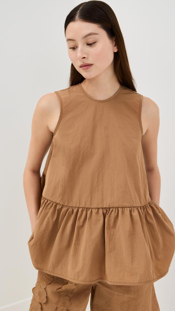 CECILIE BAHNSEN Asta Top Recycled Taffeta Chestnut