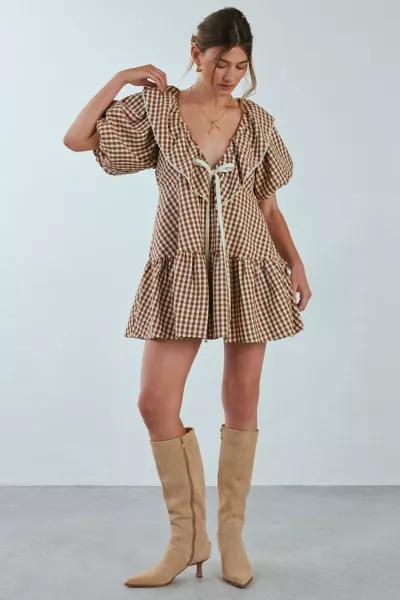 For Love & Lemons For Love & Lemons Gingerbread Gingham Mini Dress