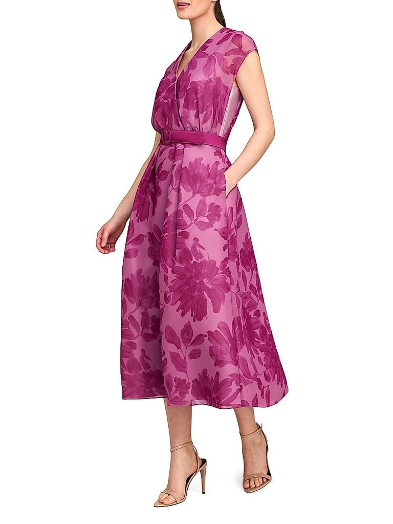 Kay Unger Brigid Floral Chiffon Belted Midi-Dress 4