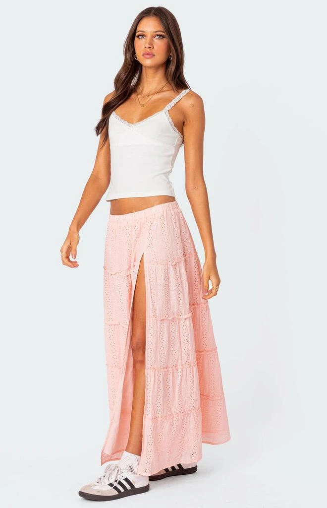 Edikted Tiered Eyelet Slitted Maxi Skirt 3