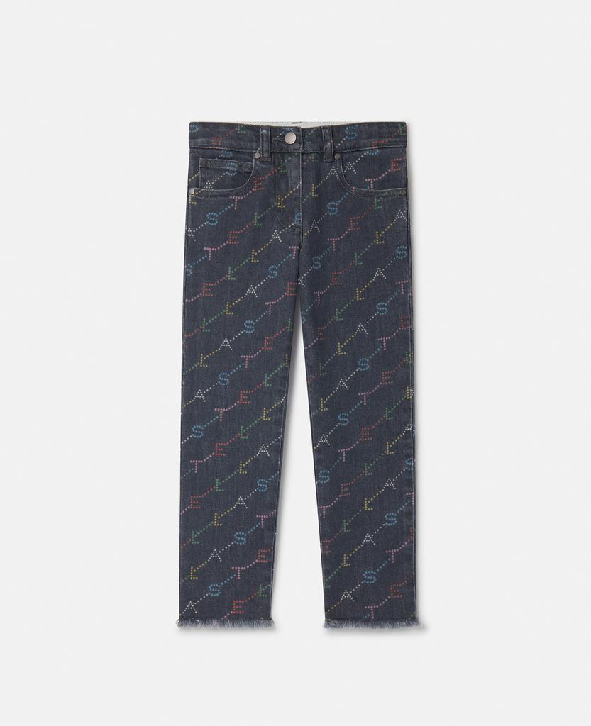 Stella McCartney Stella McCartney - Logo Pattern Denim Jeans, Woman, Grey, Size: 10