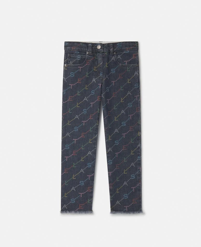 Stella McCartney Stella McCartney - Logo Pattern Denim Jeans, Woman, Grey, Size: 10 1