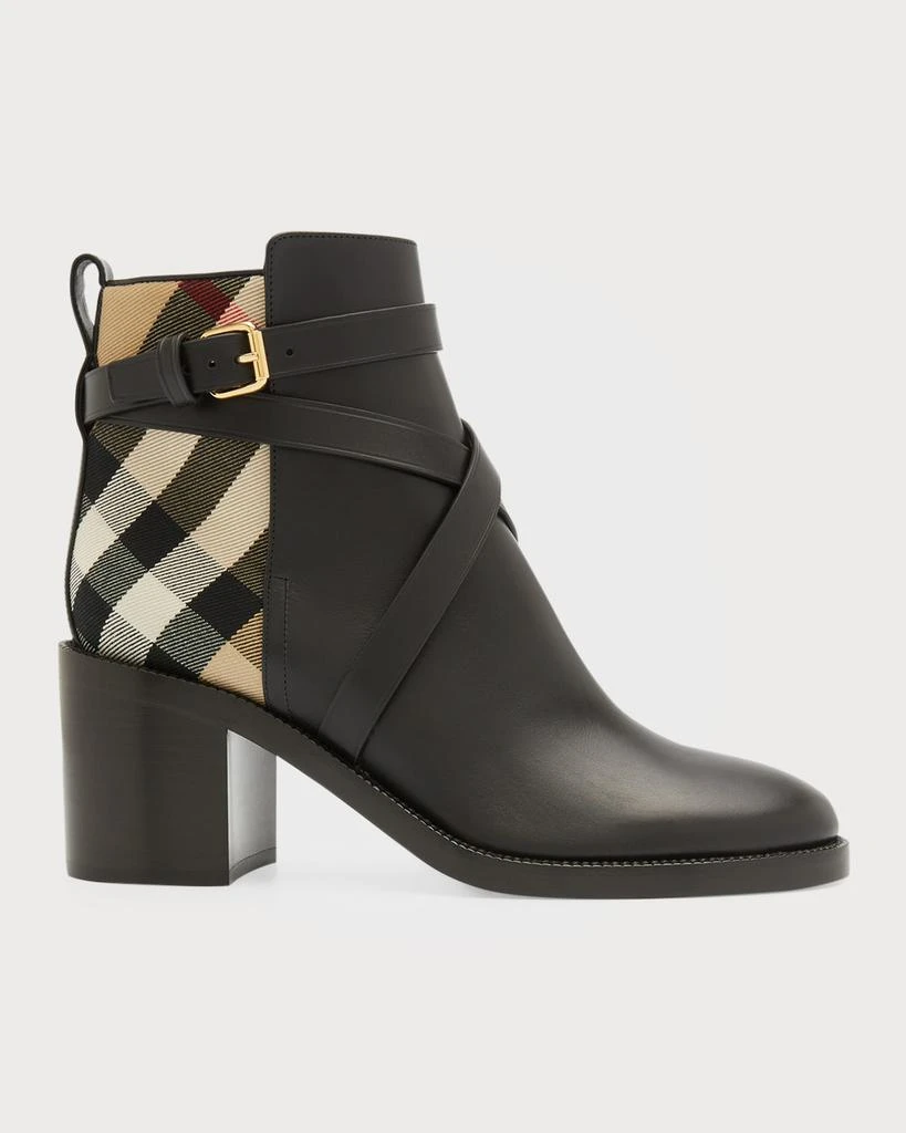 Burberry Pryle Equestrian Horse Check Ankle Booties 1