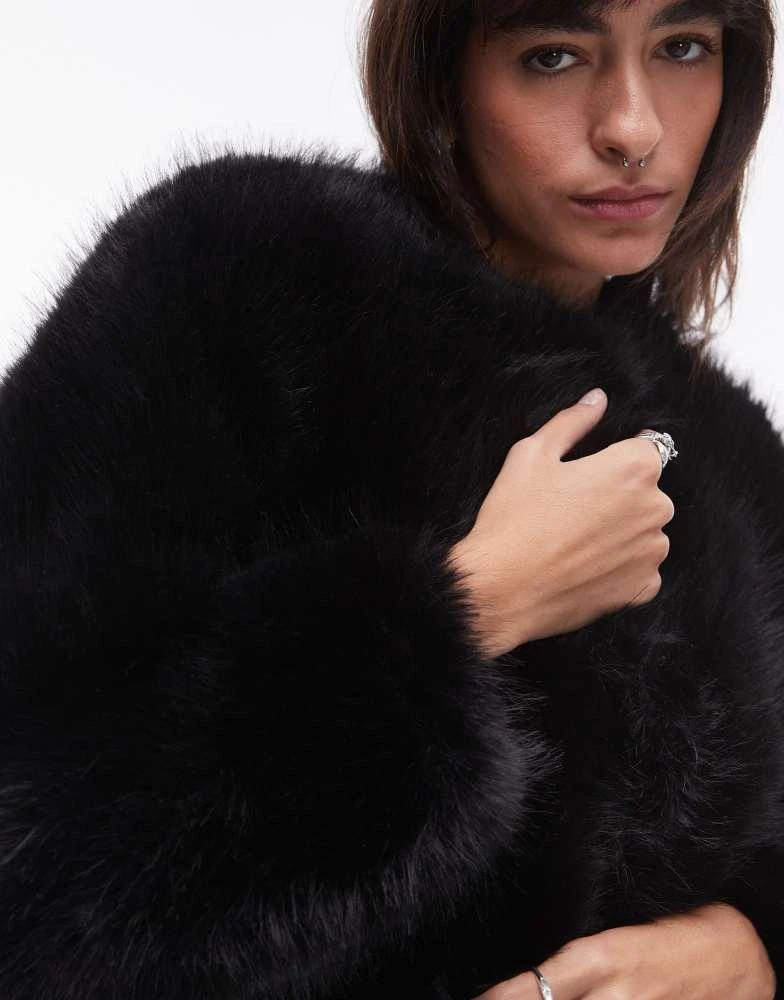 Mango Mango cropped faux fur jacket in black 4