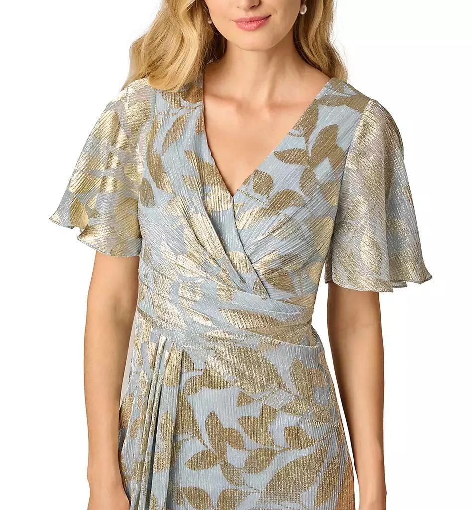 Adrianna Papell Women's Foil Leaf Flutter-Sleeve Draped Gown - Dresses &  Skirts - Free Shipping - BeyondStyle