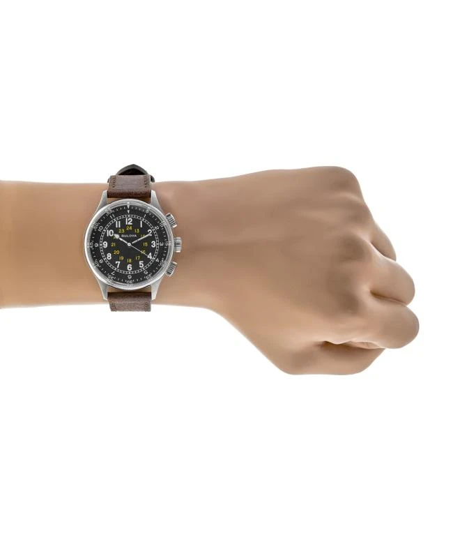 Bulova Bulova A-15 Pilot Black Dial Brown Leather Strap Men's Watch 96A245 3