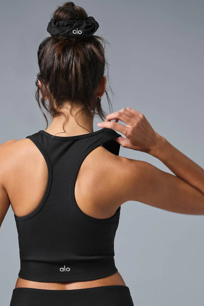 Alo Goddess Ribbed Cropped Racerback Tank - Black 3