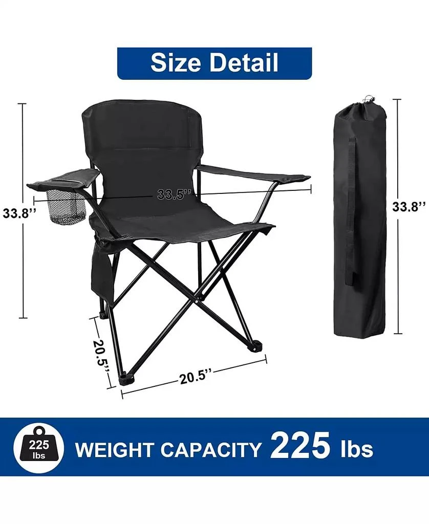 Piscifun olding Camping Collapsible Chairs Heavy Duty Lawn Chair with Cooler Bag, Storage Pocket, Waterproof Bag Outdoor Arm Chair, Supports 225LBS 2