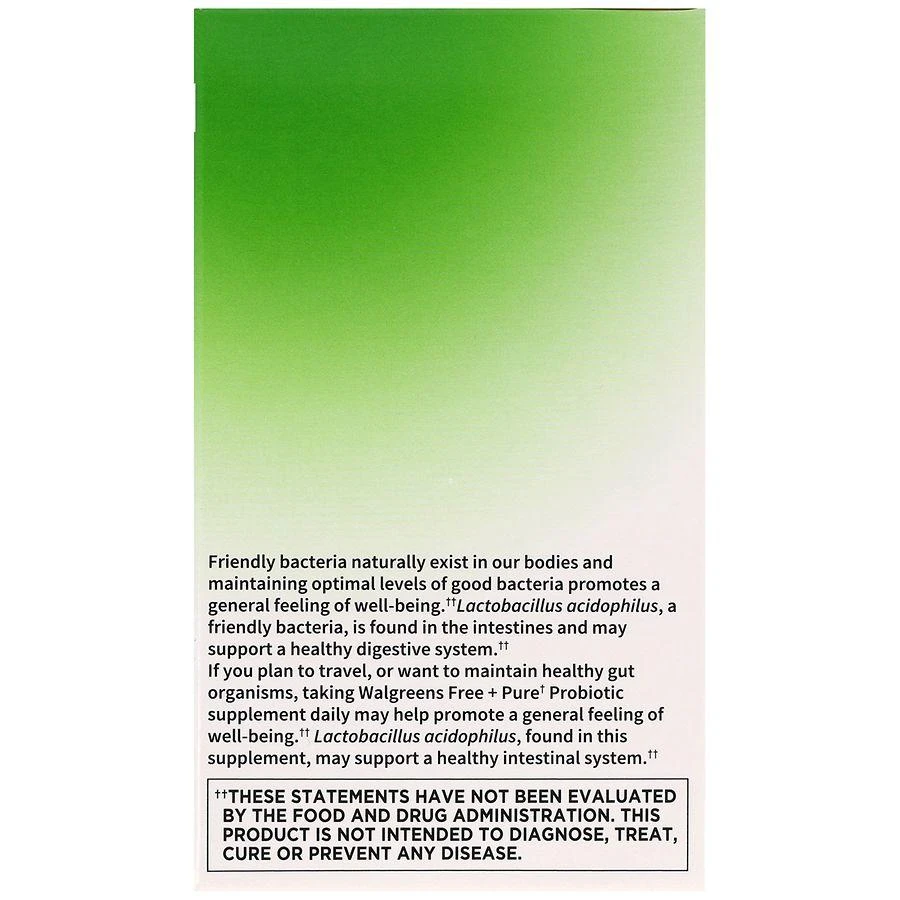 Walgreens Free 
Pure Probiotic 10 Billion Active Cultures Capsules 6