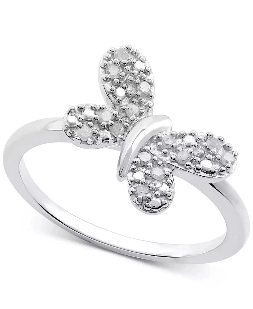 Macy's Diamond Butterfly Cluster Ring (1/10 ct. t.w.) Sterling Silver 1