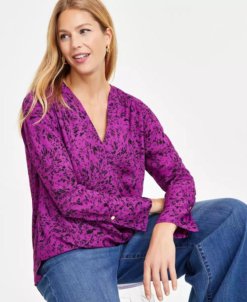INC International Women's Printed Surplice Top, Exclusively at Macy's 2