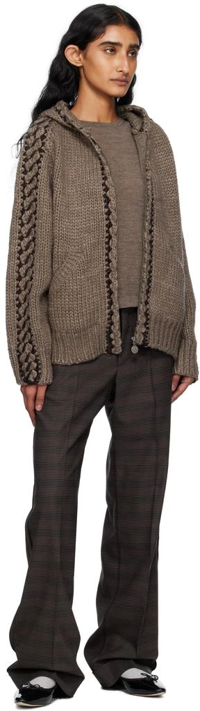 OPEN YY Brown Stitch Zip Up Knit Hoodie 4